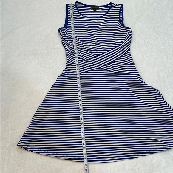TRULLI Blue and White Sleeveless Fit and Flare Midi Dress Size M - Picture 6 of 12